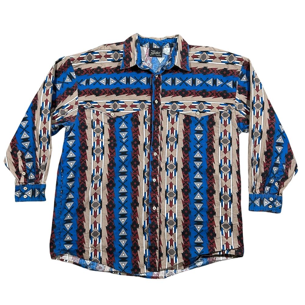 Vintage Ed West Western Signatures Shirt Womens 2X Heavy Southwestern Button Up